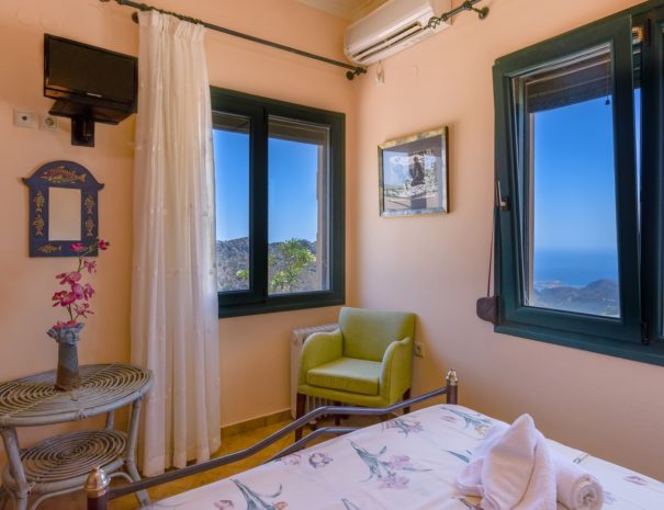 Best View Mountain Villa Chania- villa 64 double bedroom view