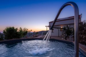 swimming pool villa sunset