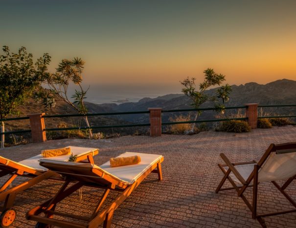 Best View Mountain Villa Chania- villa 94 terrace sunset view